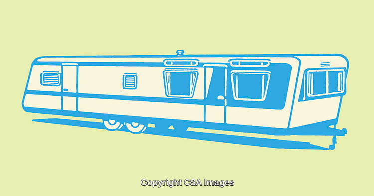 Minimalist Line Art Illustration of a Mobile Home on Light Background