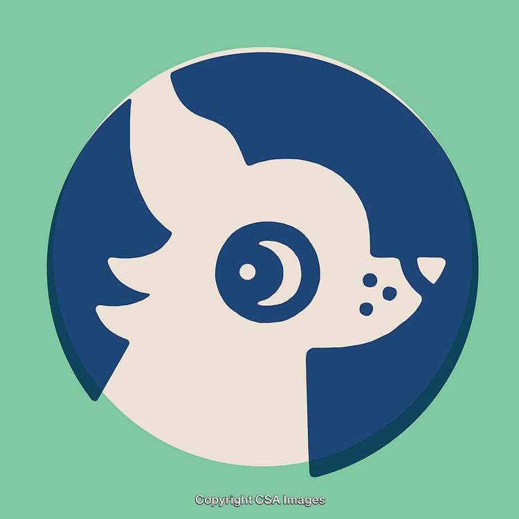 Abstract Illustration of Simplistic Animal Silhouette in Blue on Green Background