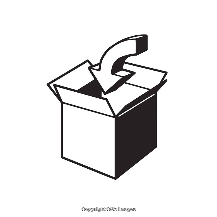 Black and White Illustration of a Box with an Arrow Inside