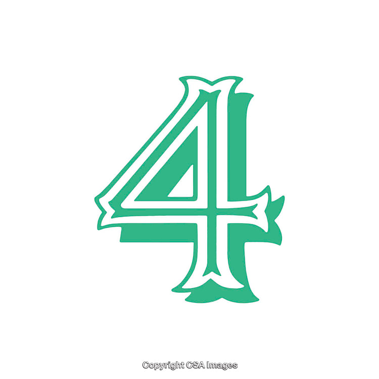 Stylized Green Number Four Illustration on a White Background