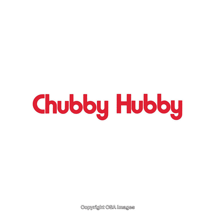 Red Text Design Displaying the Words Chubby Hubby on White Background