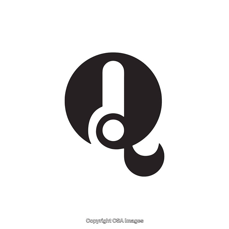Creative Monochromatic Letter Q Design Logotype Illustration