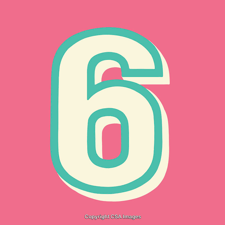 Bold Colorful Illustration of the Number Six with Modern Design Elements