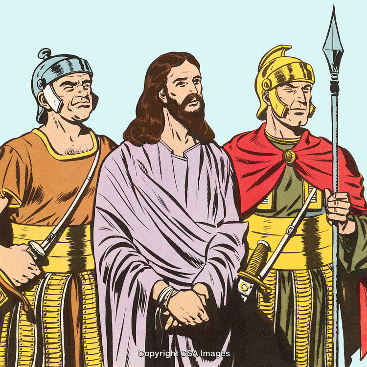 Illustration of a Biblical Scene Featuring Soldiers in Comic Style