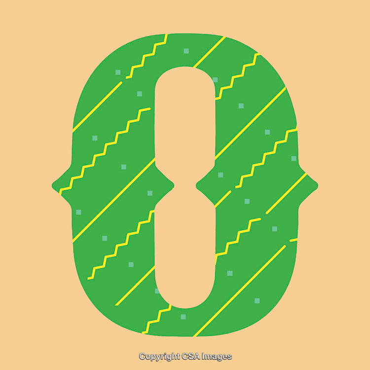 Stylized Number Zero with Decorative Design on Beige Background