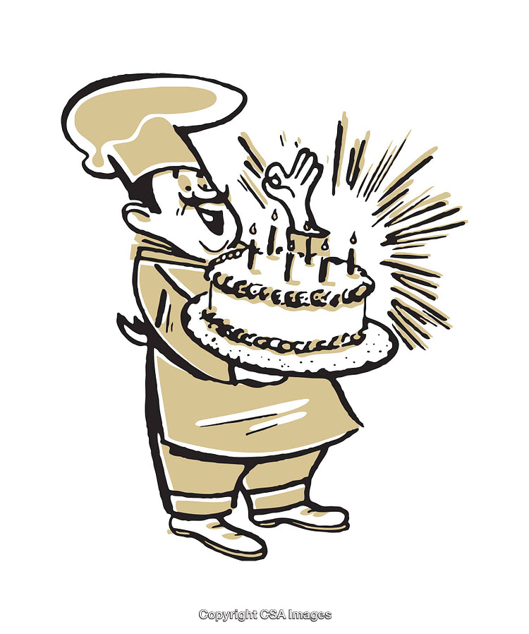 Chef Holding a Birthday Cake Celebrating a Delightful Occasion
