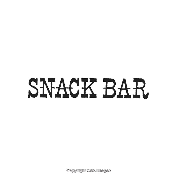 Vintage Style Typography 'Snack Bar' Black Text on White Background
