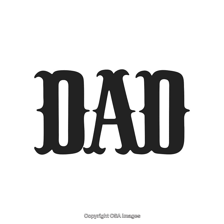 Stylized 'DAD' Typography Design with Decorative Black Serif Letters