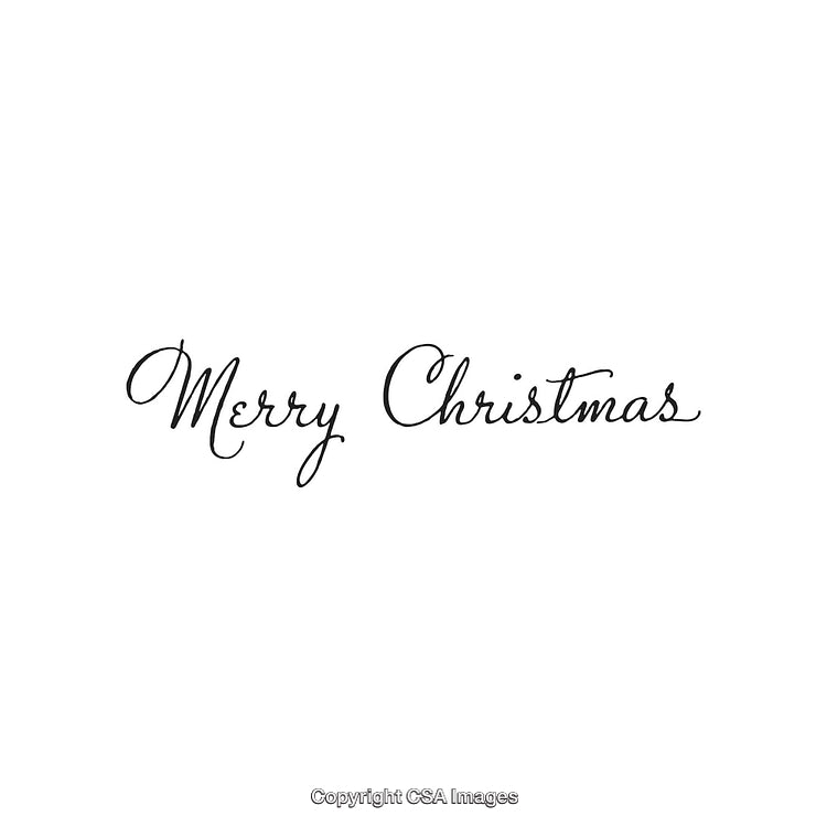 Elegant Handwritten Merry Christmas Text in Black Over White Background