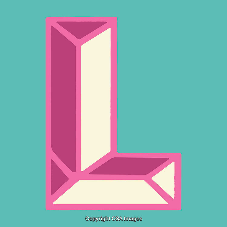 Colorful Geometric Representation of the Letter L on a Teal Background