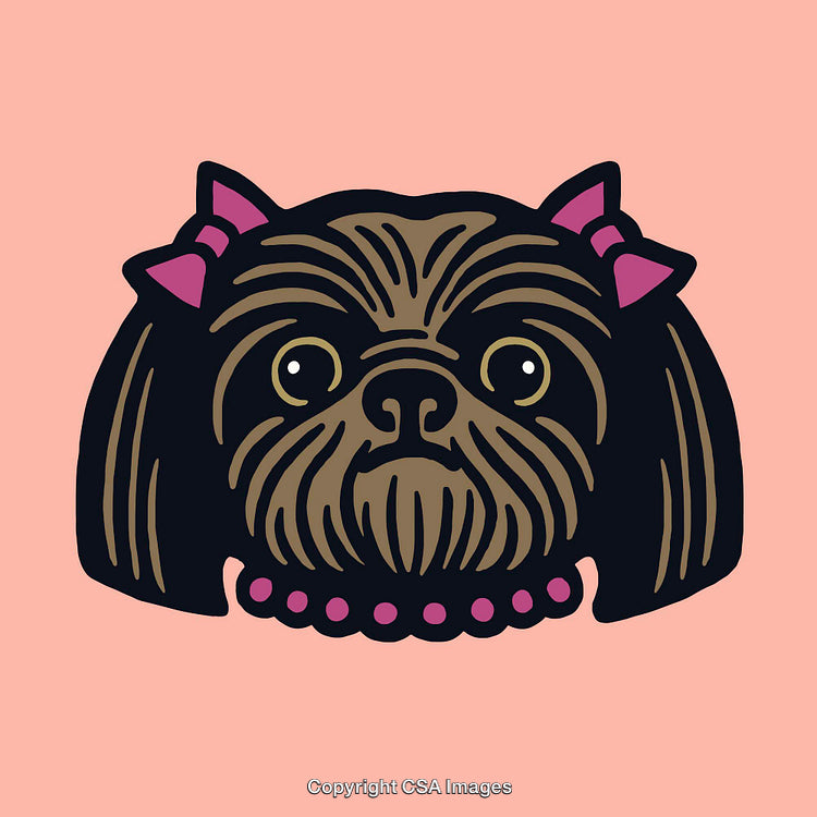 Illustration of a Cute Dog with Adornments in Colorful Style