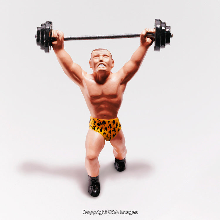 Plastic Figure of Weightlifting Athlete Showcasing Strength and Determination