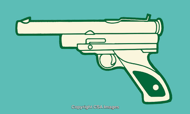 Vector Illustration of a Vintage Handgun in Bold Colors
