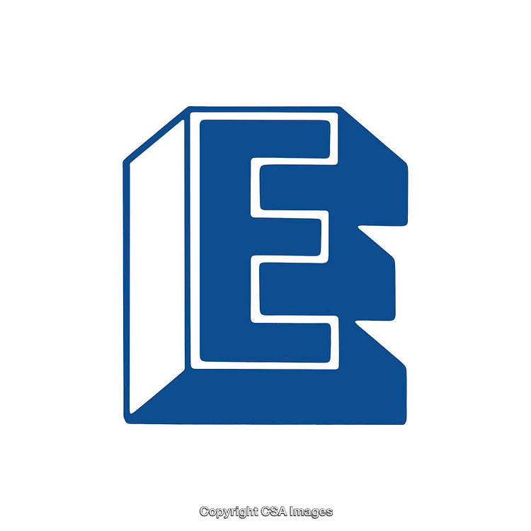 Blue Stylized Letter E Icon with Minimalist Geometric Design