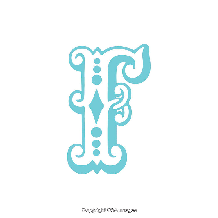 Elegant Decorative Ornate Letter E in Aqua Blue Design