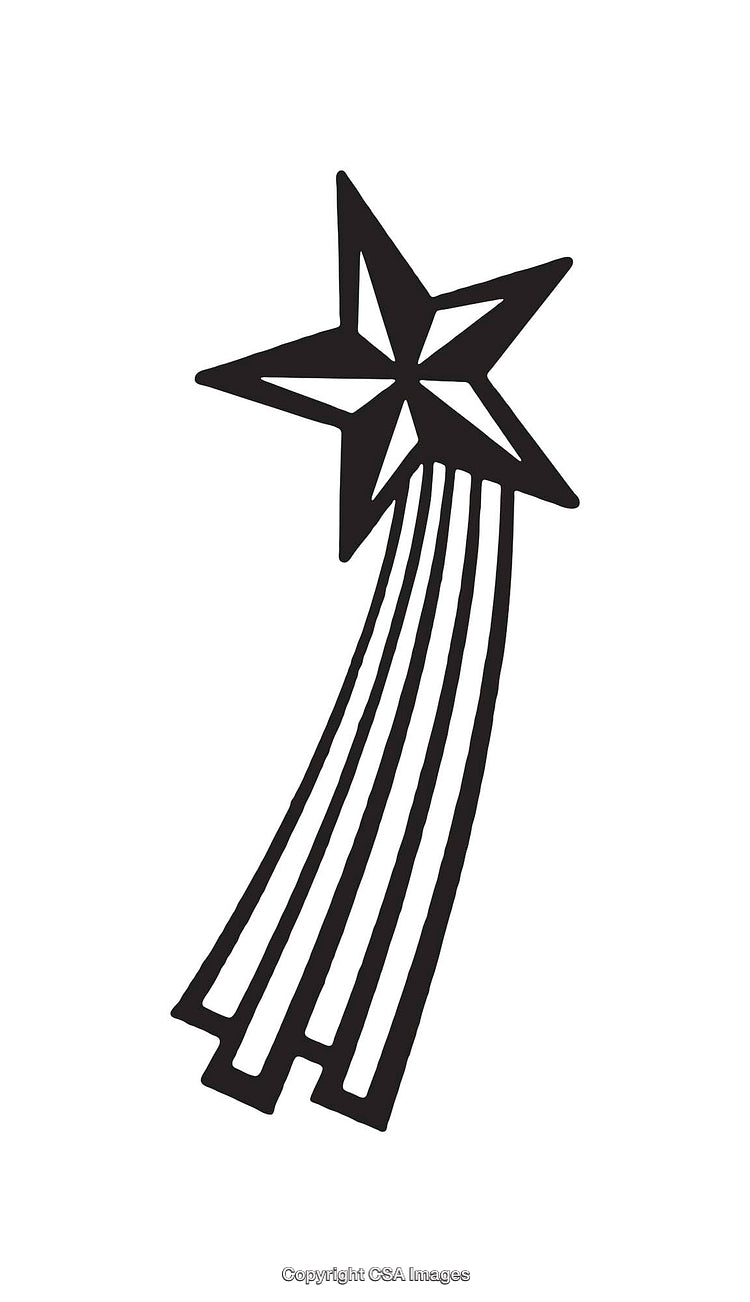 Black and White Line Art of Shooting Star Illustration