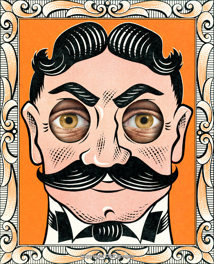 Surreal Portrait of a Vintage Gentleman with Human Eyes Incorporated