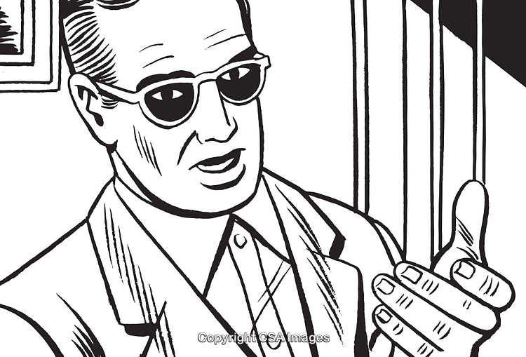 Illustration of a Person Wearing Sunglasses and Gesturing Expressively