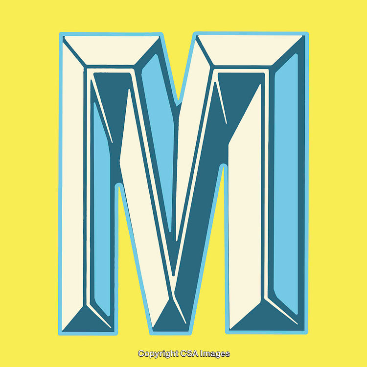 Bold Artistic Letter M Design on Bright Yellow Background
