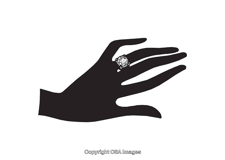 Elegant Black and White Silhouette Hand with Ring Illustration