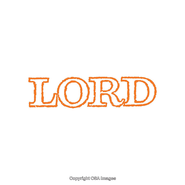 Orange Colored Stylized Text Depicting the Word 'Lord' on White Background
