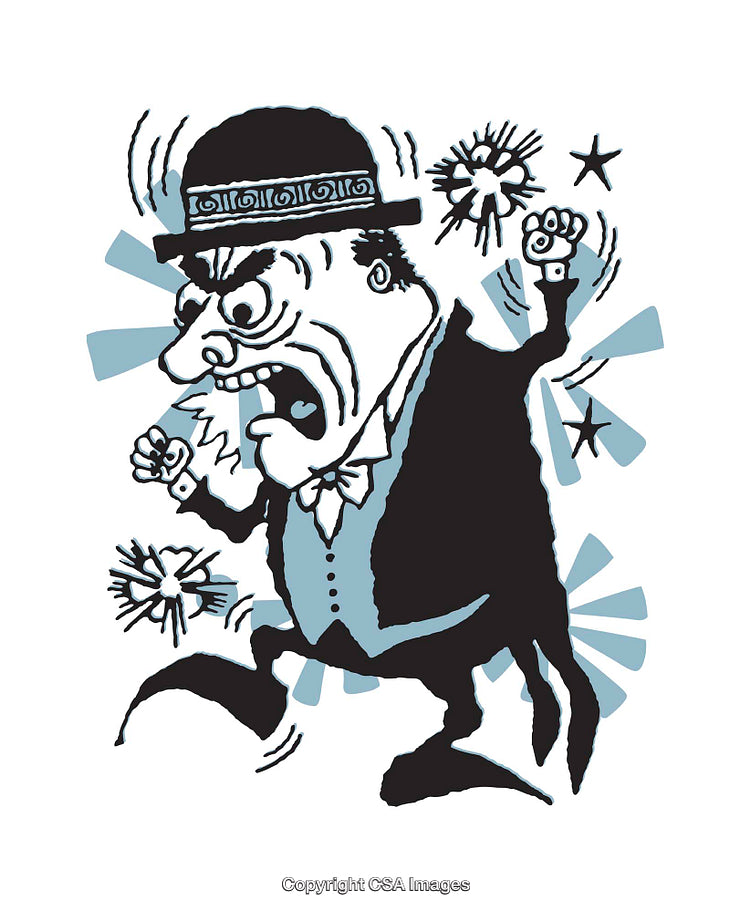 Colorful Cartoon Illustration of a Frustrated Businessman Expressing Anger