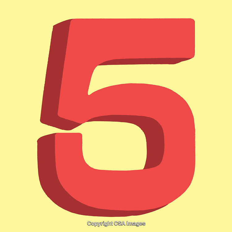 Bold Red Number Five on a Yellow Background