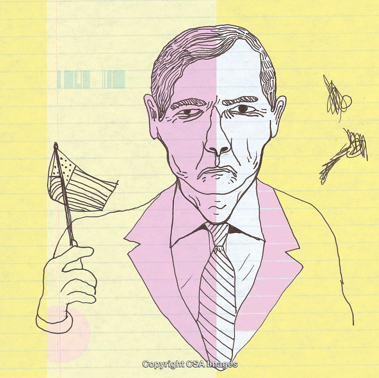 Abstract Illustrated Portrait of a Person Holding a Flag On Vibrant Background