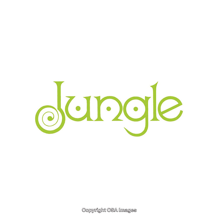 Green Jungle Logo Design with Whimsical Typography