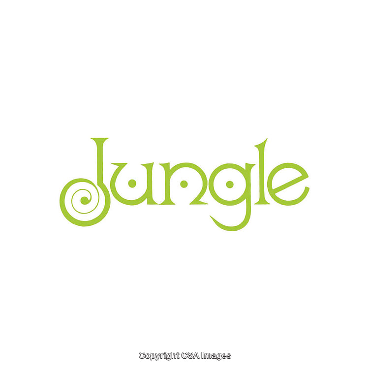 Green Jungle Logo Design with Whimsical Typography