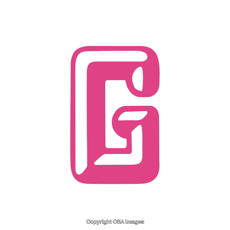 Modern Pink Art Deco Styled Letter G on White Background