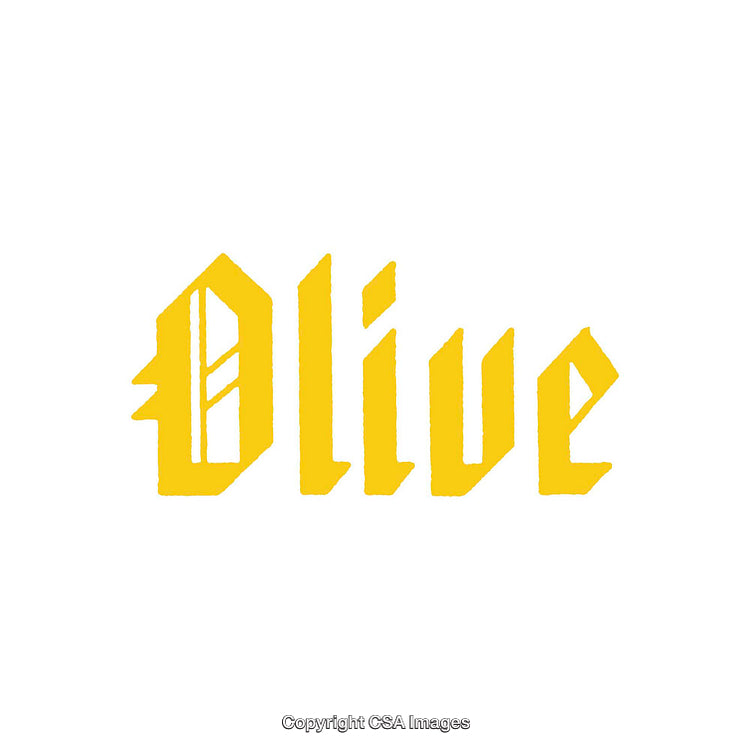 Yellow Gothic Style Text Design with Unique Shape on White Background