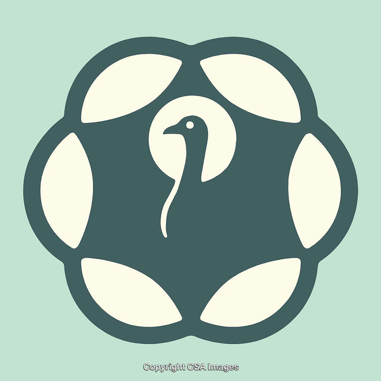 Minimalist Illustration of a Bird Within a Floral Pattern Design