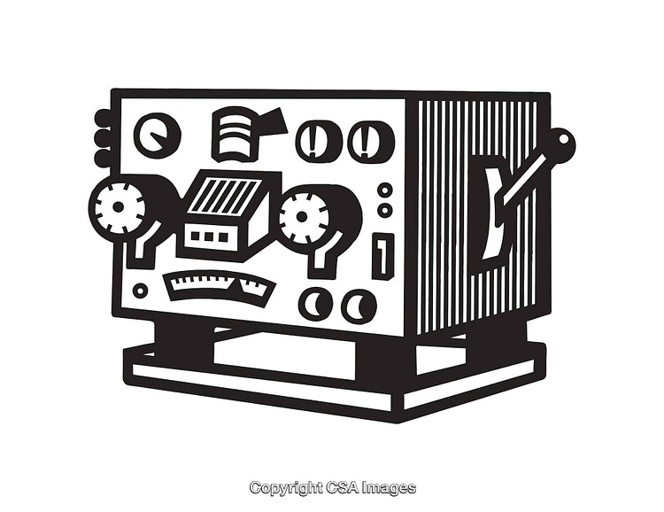 Vintage Monochrome Line Art of Retro Machine Illustration Design