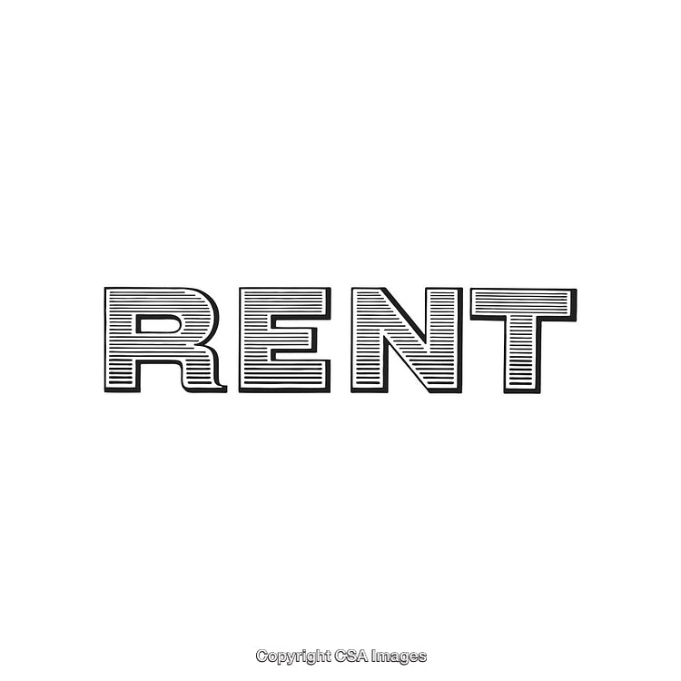 Minimalist Design Featuring the Word 'Rent' in Bold Black Lines