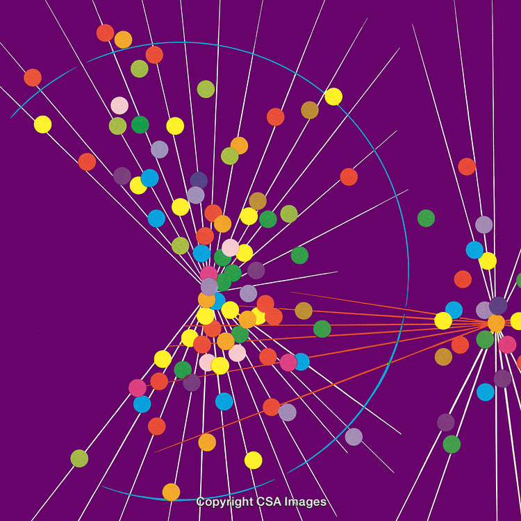 Colorful Particle Collision Representing Scientific Concepts and Data Visualization