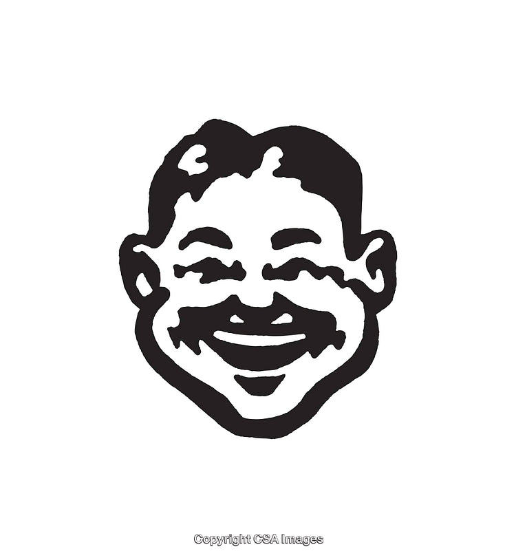 Black and White Smiling Person Line Art Illustration