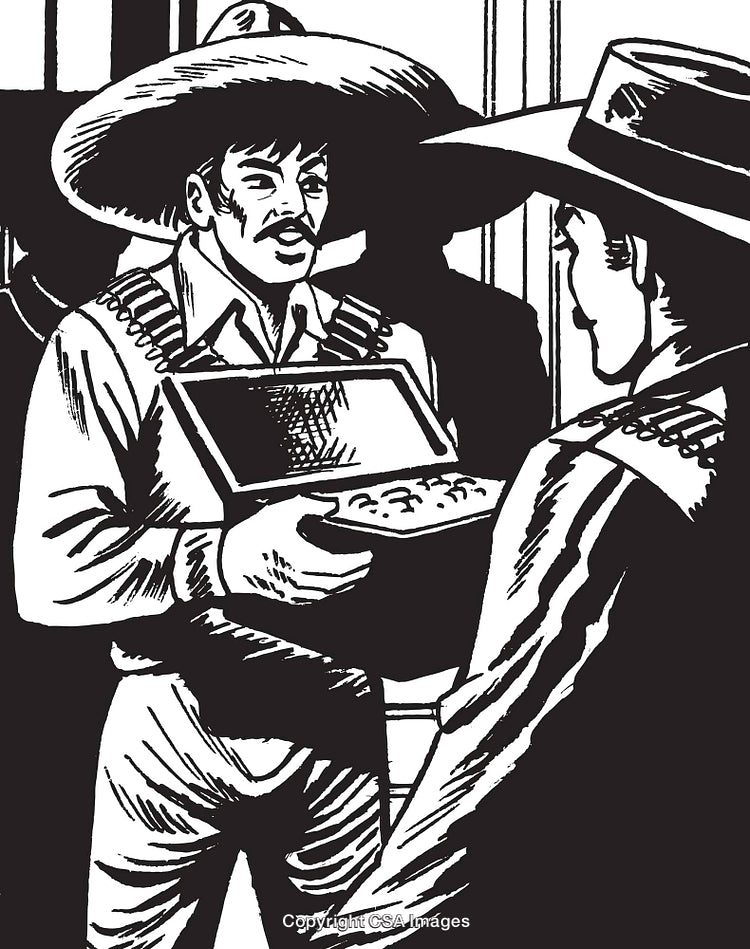 Mexican Revolutionaries in Traditional Hats During a Historic Exchange
