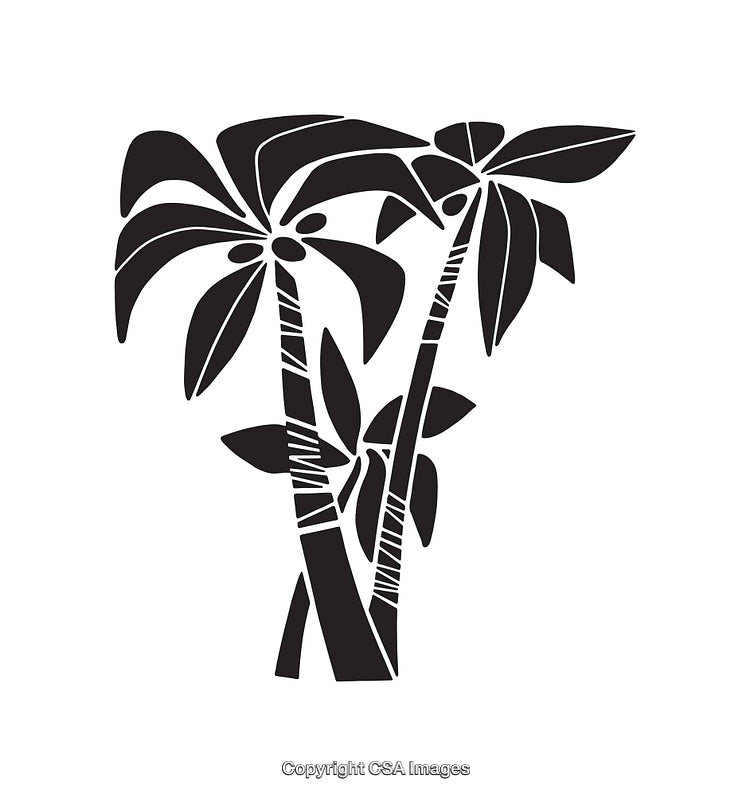 Black And White Silhouette of Palm Trees in Tropical Design