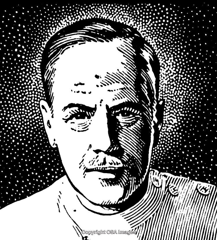 Black and White Engraved Portrait with Intense Artistic Detailing
