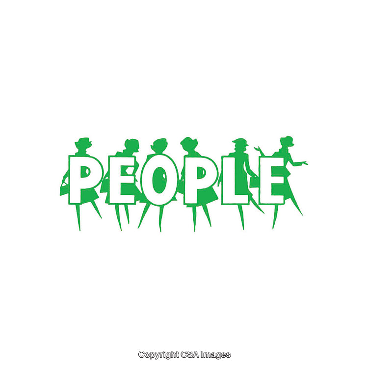 Green Silhouettes of People Forming the Word PEOPLE on a White Background