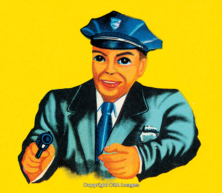 Illustration of a Police Officer in Uniform with a Friendly Expression