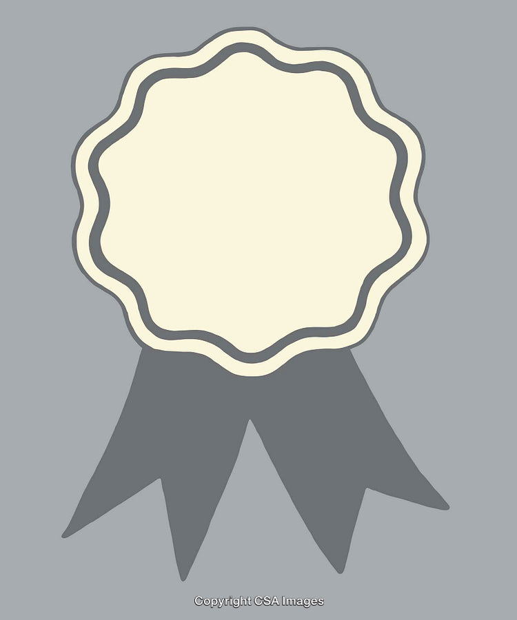 Illustration of a Blank Award Ribbon in Gray and Cream Tones
