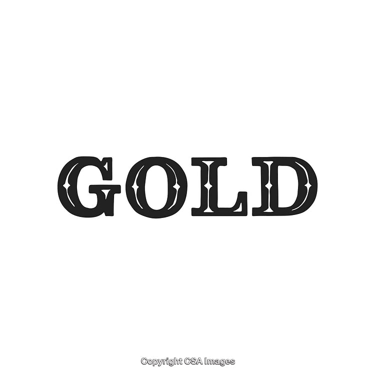 Vintage Typography with Ornate 'Gold' Text and White Background