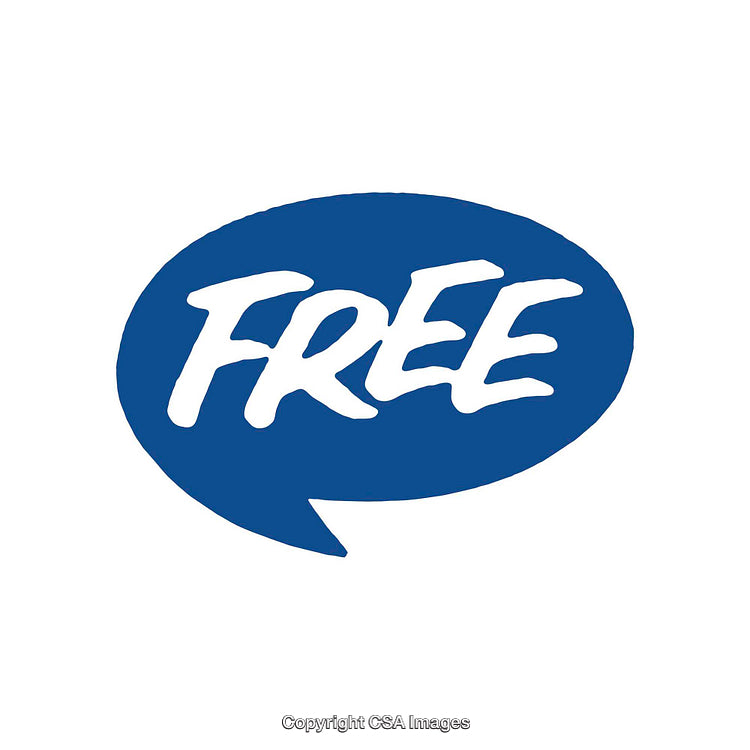 Blue Speech Bubble with the Word Free in Bold Letters