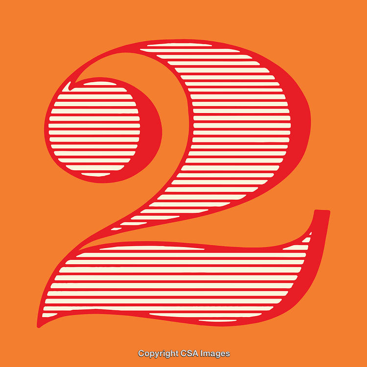 Vibrant Graphic Design of Number Two on an Orange Background