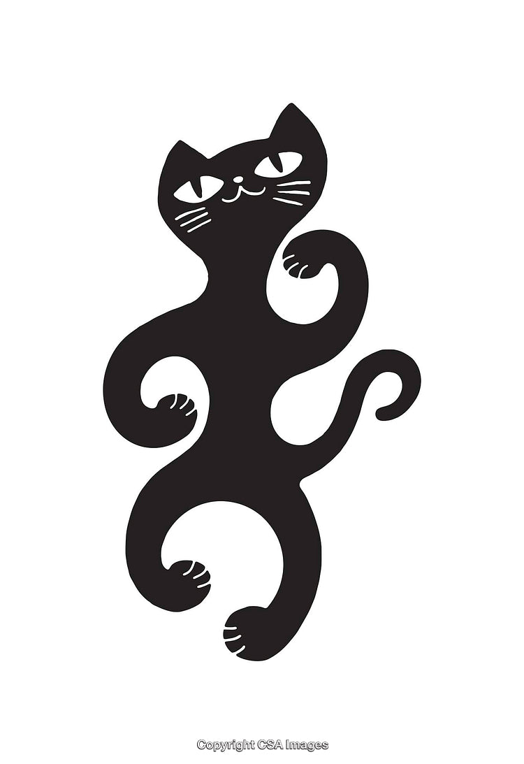 Graceful Black Cat Illustration in Unique Artistic Silhouette Design