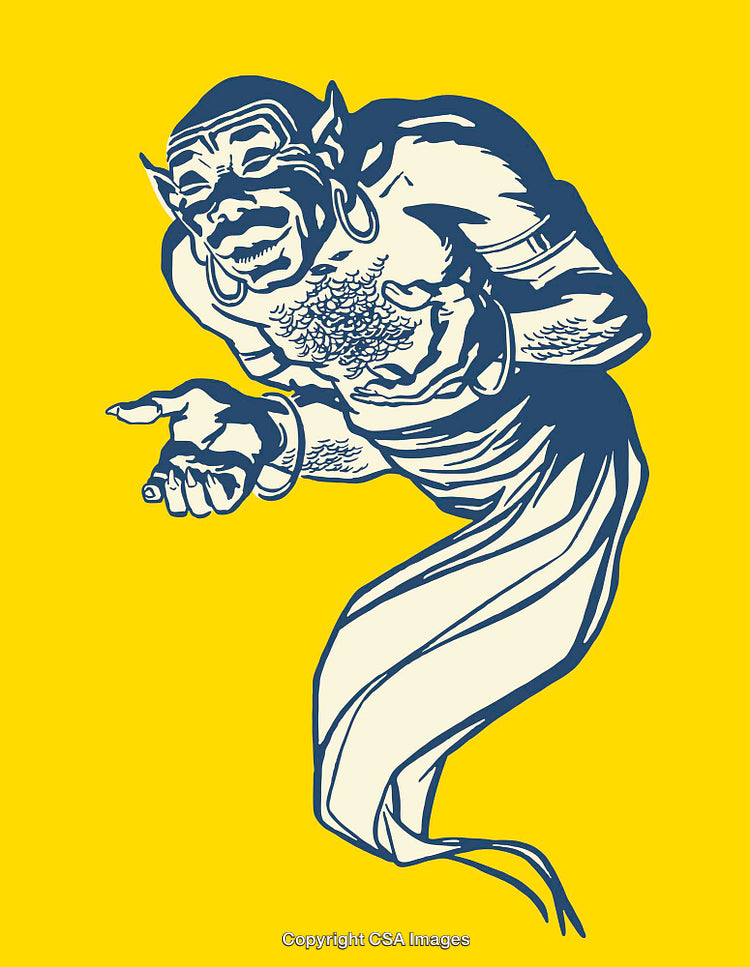 Genie Illustration in Stylized Artwork on Yellow Background