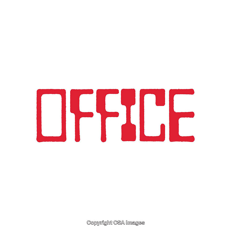 Red Stylized Office Text Isolated on a White Background