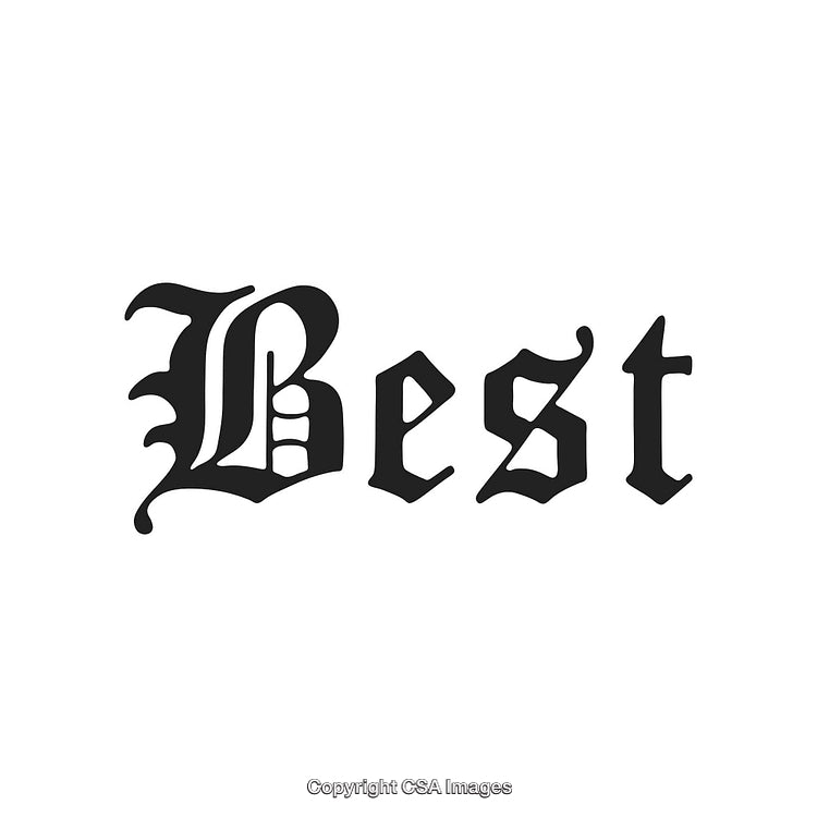 Ornate Blackletter Typography of the Word 'Best' in Decorative Design Style